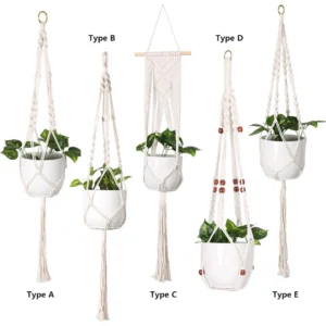 Garden Plant Hanging Basket Cotton Rope Hanger Plant Flower Basket